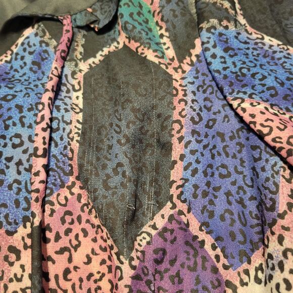 Mulla Long Sleeve Multicolor Animal Geometric Print Fit & Flare Mini Dress Small - Picture 5 of 11